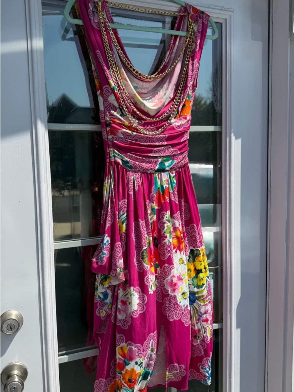 Vintage Dolce&Gabbana Dress with Draped Neckline and Chain Detail in the Back